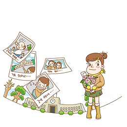 回忆学校生活的女孩