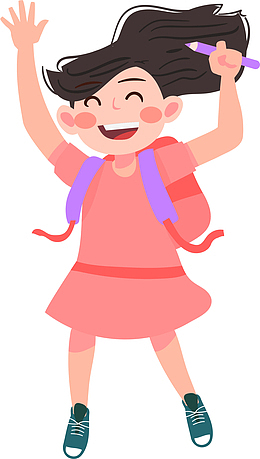 卡通开学季背书包小女孩