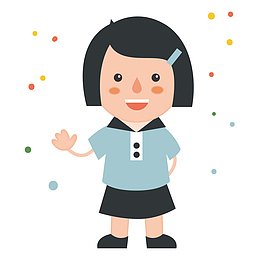 打招呼的蘑菇头青春活力女学生