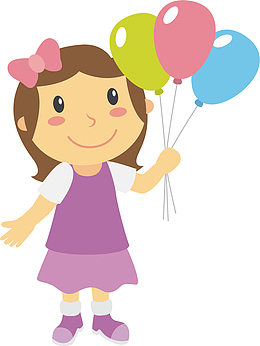 矢量图手拿气球的女孩