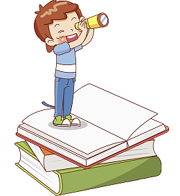 站在书本上的男孩