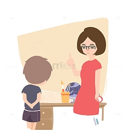 卡通手绘老师批评学生