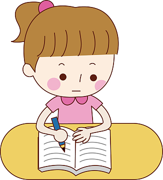 卡通写作业女孩场景图