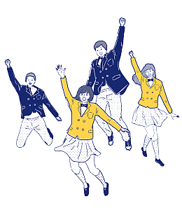 手绘五四青年节跳跃的青年学生