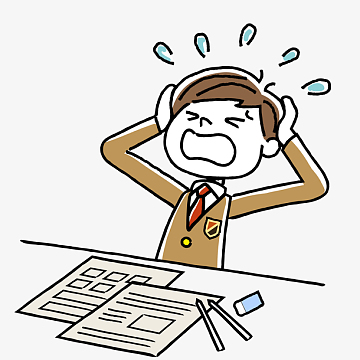 男学生考试抓狂插画