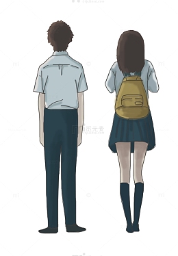 手绘漫画学院风毕业季学生背影