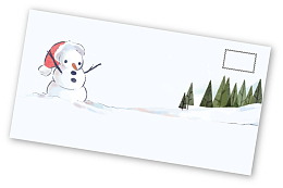 冬日卡通雪人明信片