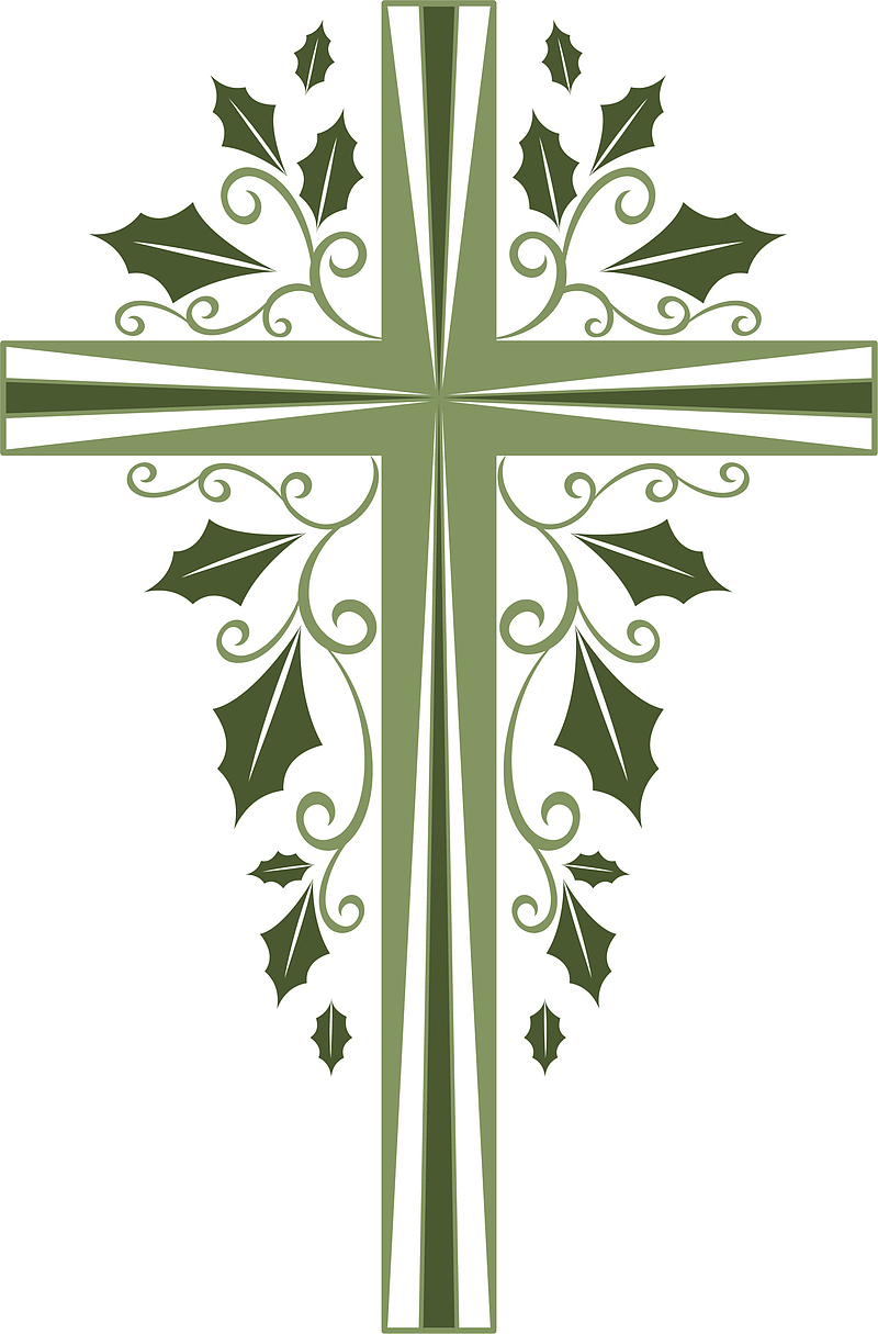 绿色冬青树藤十字架