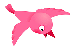 卡通手绘紫色飞翔小鸟