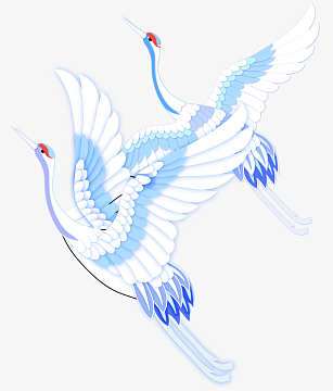 矢量装饰手绘仙鹤元素