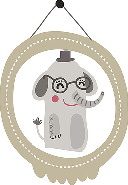 卡通动物大象相框矢量图