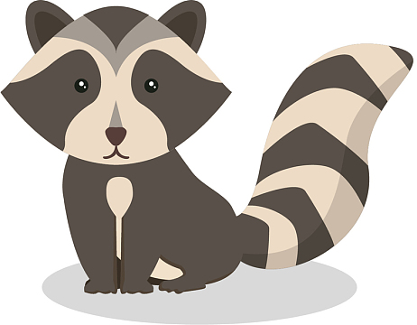 卡通乖巧黑白色浣熊png手绘卡通可爱动物涂鸦小鹿素材aipng矢量看信的