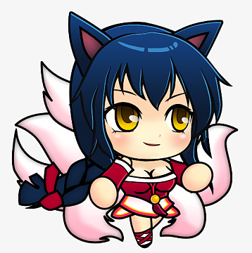 手绘九尾狐狸女妖可爱免抠