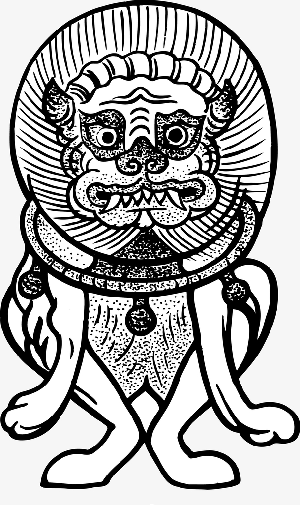 黑色动物石狮子图