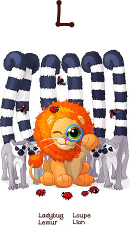卡通小动物和字母L
