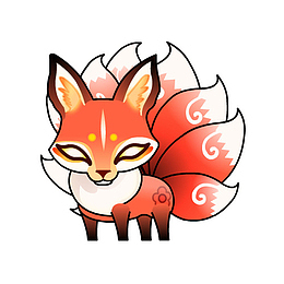 素材png魔法少女png手绘九尾狐狸女妖可爱免抠png黑色九尾狐图片素