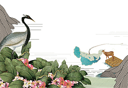 免抠卡通手绘中国风水墨画