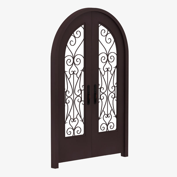 镂空棕色拱形门