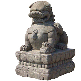 石狮戏球雕像png