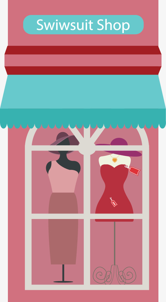 矢量手绘时装店