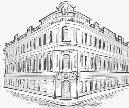 欧式楼房简笔画矢量图案