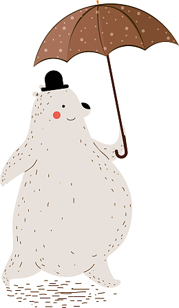 手绘打伞浣熊插画装饰图案