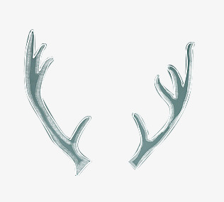 手绘绿色卡通鹿角