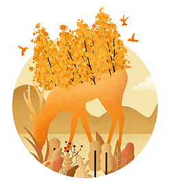 二十四节气插画秋分手绘