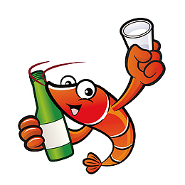 矢量手绘动物喝啤酒小龙虾免抠图