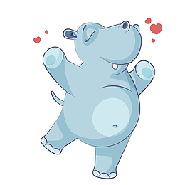 卡通河马矢量图下载