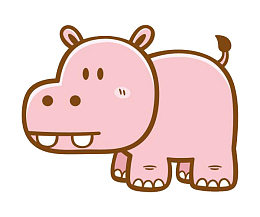 粉色卡通可爱的河马