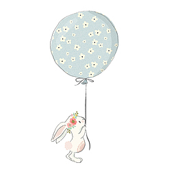 手绘拿气球的兔子