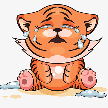 哭泣的小老虎矢量图