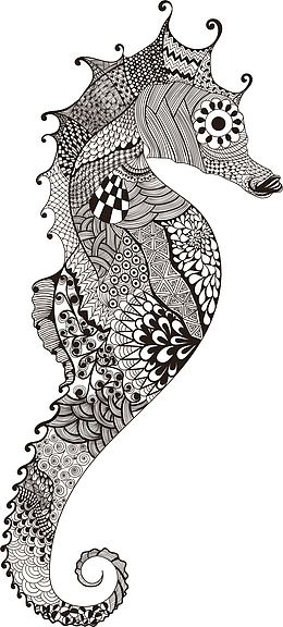 简单手绘海马卡通素材