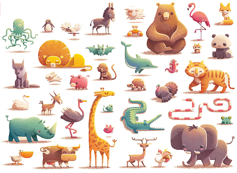 各种动物彩绘图