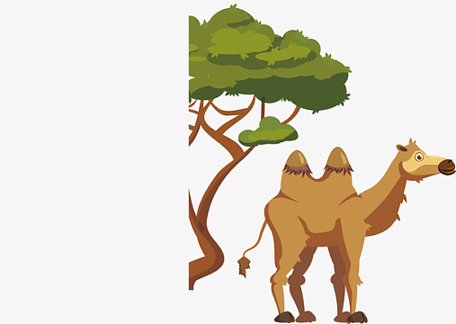 手绘卡通野生动物骆驼矢量素材