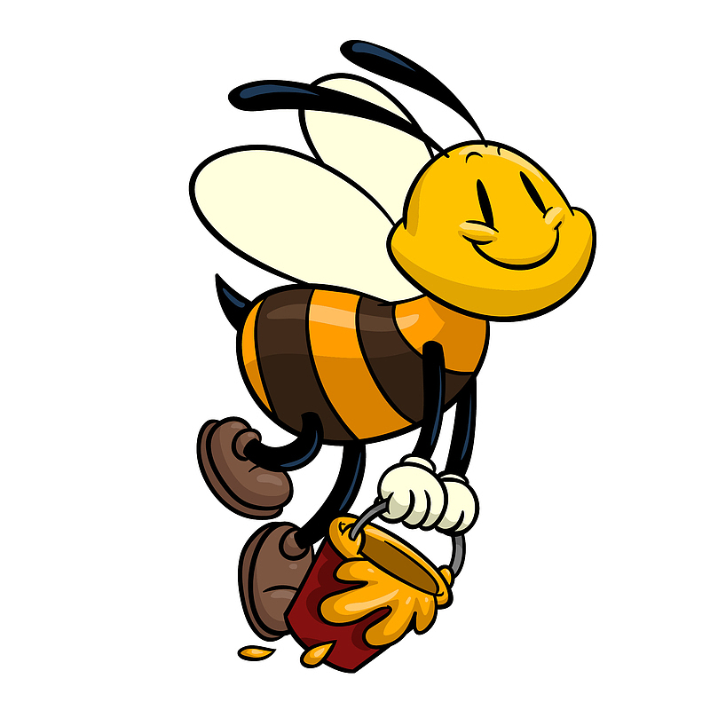 手绘拿蜂蜜的蜜蜂