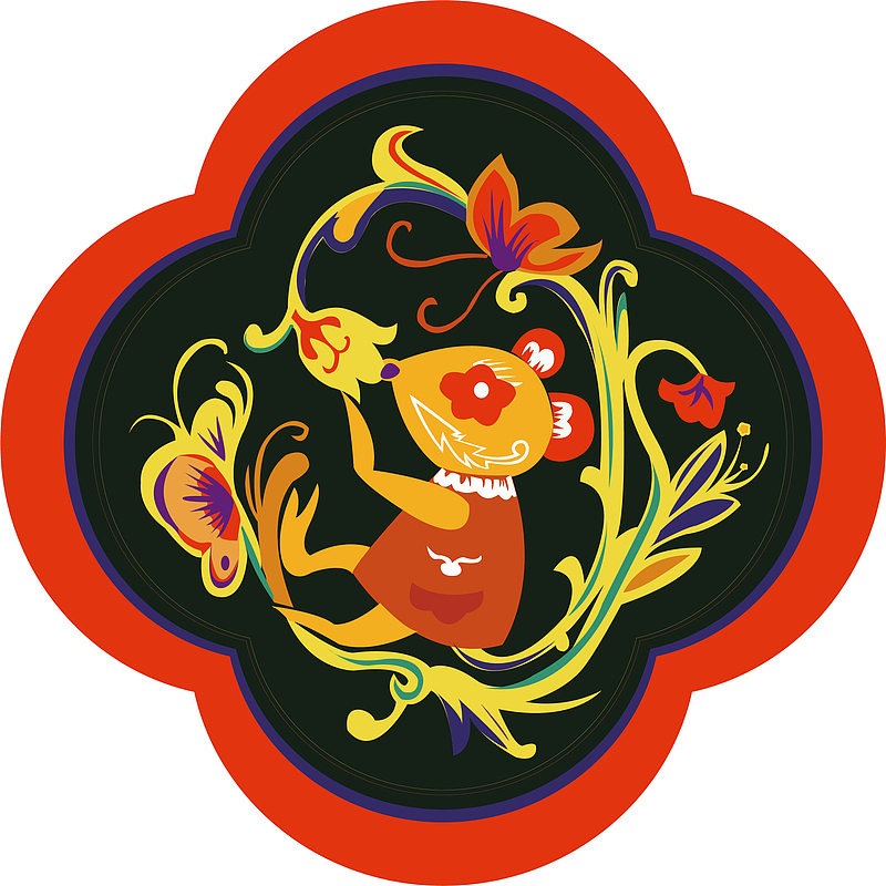 中国风十二生肖鼠图案