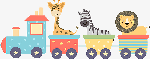 拉着动物的卡通火车