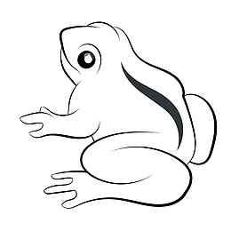 手绘卡通线描青蛙