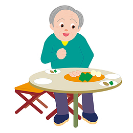 老爷爷野外露营聚餐