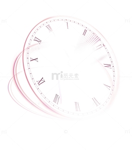 红色简约时钟装饰图案