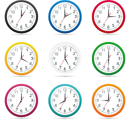 九个圆形钟表矢量下载