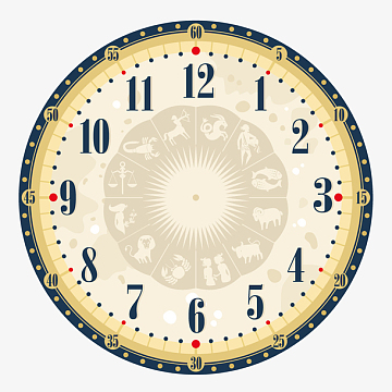 手绘矢量创意花盘时钟图案素材
