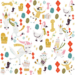 卡通冬天动物背景元素