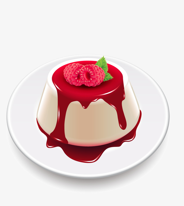 手绘卡通草莓布丁