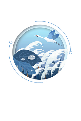 二十四节气白露圆形边框唯美装饰