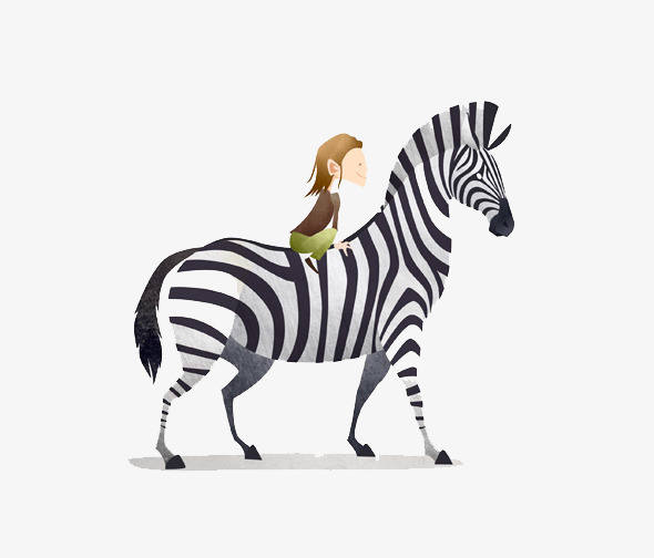 骑在斑马背上的孩子