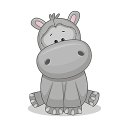 手绘卡通小河马装饰海报设计