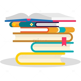 一堆书本卡通插画